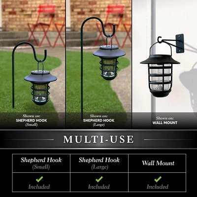 Classy Caps Black Aluminum Nottingham Solar Hanging Coach Light - 2 Pack