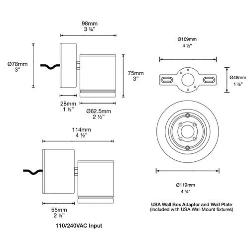 Hunza WDL/L-D7-EWH-60-2-CL Wall Down Light - White