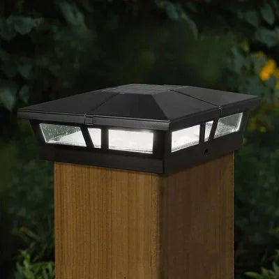 Classy Caps 6X6 Black Aluminum Cambridge Solar Post Cap - 2 Pack