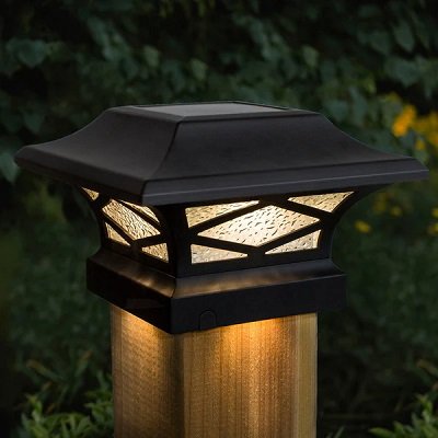 Classy Caps Kingsbridge Black Dual Lighted Solar Post Cap - 2 Pack