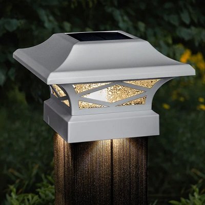 Classy Caps Kingsbridge White Dual Lighted Solar Post Cap - 2 Pack