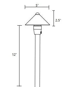 Alliance AL500-ALSTEM12-LED 5 in. Path Light w/ G4 Bi-Pin LED - Brass