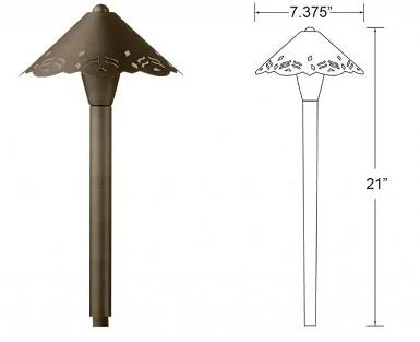 Encore BL-06-LED Path Light Scalloped & Punched Shade w/ 3 Watt T4 LED - Brass