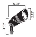 Kichler 16019BKT30 Large Accent Flood Light 35 Degree w/ LED 3000K - Black