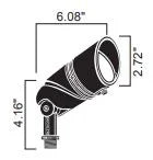 Kichler 16019BKT27 Large Accent Flood Light 35 Degree w/ 5.3W LED 2700K - Black
