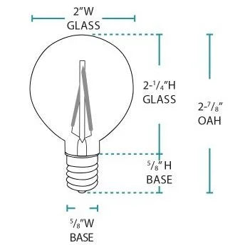 Lightcraft LED-BK-G50-1W-FIL Intermediate Base LED Bistro Lamp