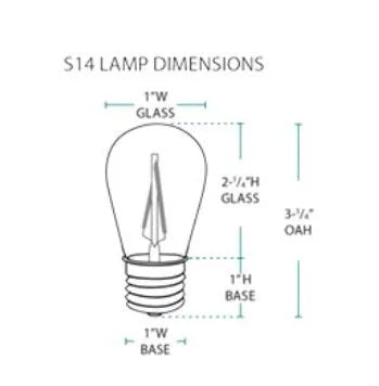Lightcraft LED-BK-S14-1W-FIL Medium Base LED Bistro Lamp