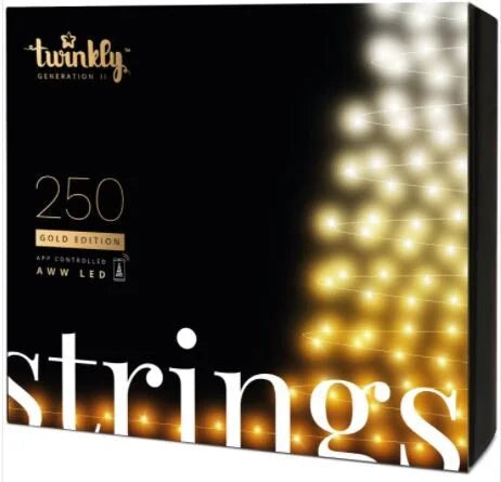 Twinkly 250 AWW LED Single Line String 4 inch Spacing - AWG22 Black Wire