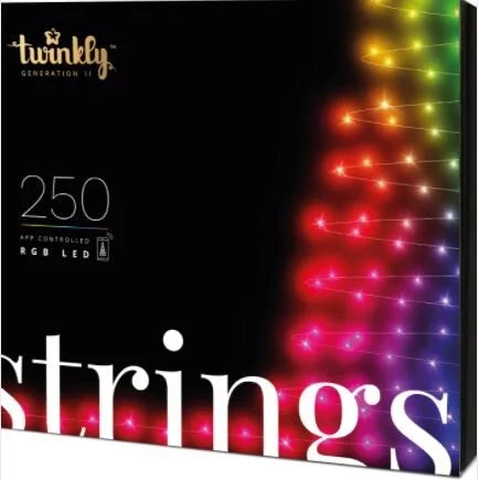 Twinkly 250 RGB LED Single Line String 4 inch Spacing - AWG22 Black Wire