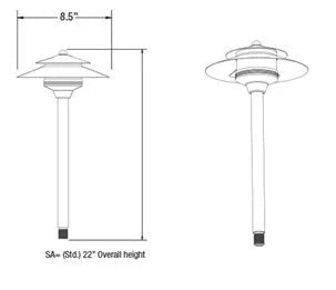 Unique Saturn SA-12-L27 Area Light w/ 2w T3 LED 27K - Brass